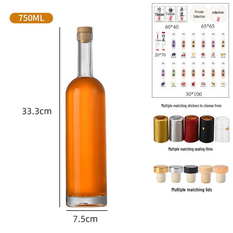 Transparent Glass Wine Bottles for Home Brewing - Sealed & Empty for Ice Wine, Beverage, or Juice