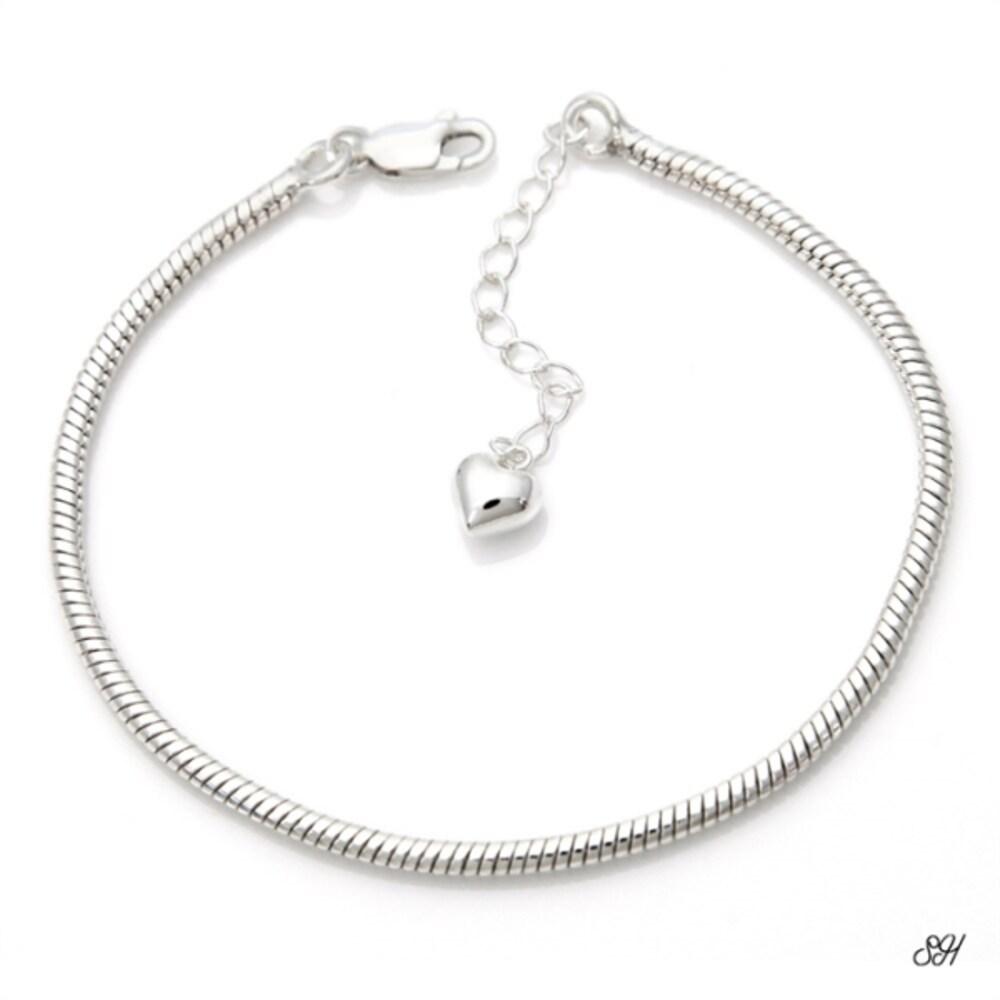 92.5 Silver Heart Snake Silver Snake Chain Bracelet (8539222)