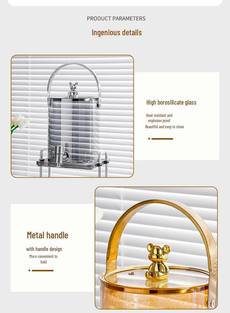 Elegant Glass Cold Water Kettle Set with Faucet - Large Capacity for Homemade Beverages