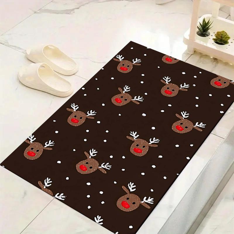 1Pc Christmas Gingerbread Decorations Rug Office Carpet Indoor Outdoor Doormat Nonslip Soft, Living Room Christmas Halloween Gift D91839