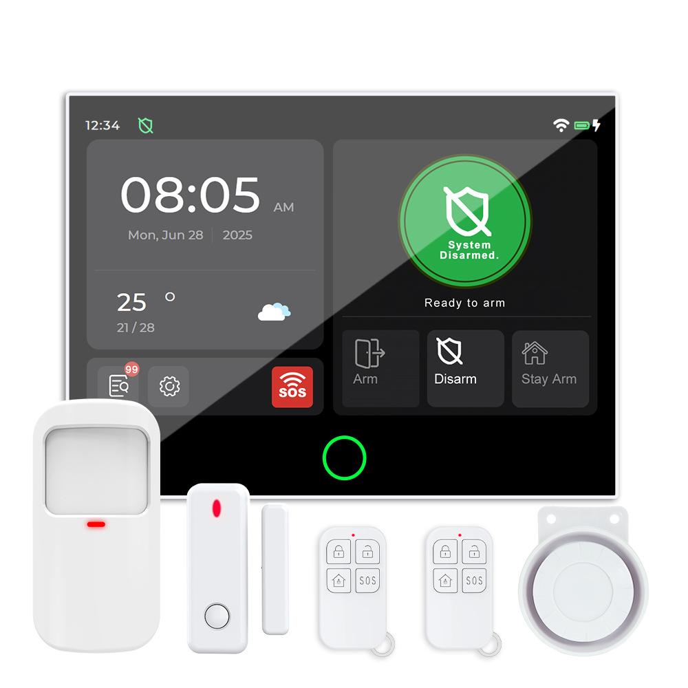 Sistema di allarme antifurto Tuya 4G+WiFi con touchscreen da 7 pollici e telecomando wireless GSM