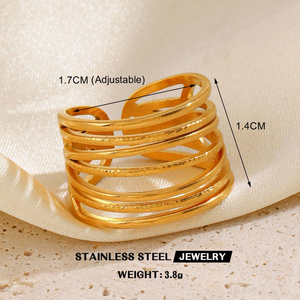 Stainless Steel Heart-Shaped Open Ring for Women - European & American Hip-Hop Style