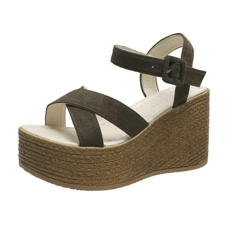 Wedge Heel Summer Fashion Platform Thick Bottom Buckle Casual Comfortable Walking Shoes Sandals for Women