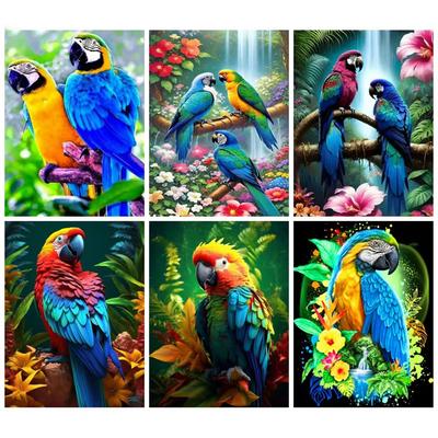Full Diamond Painting Animal Kit 5d Diy Diamond Mosaic Parrot Flower Rhinestone Pictures Home Decor
