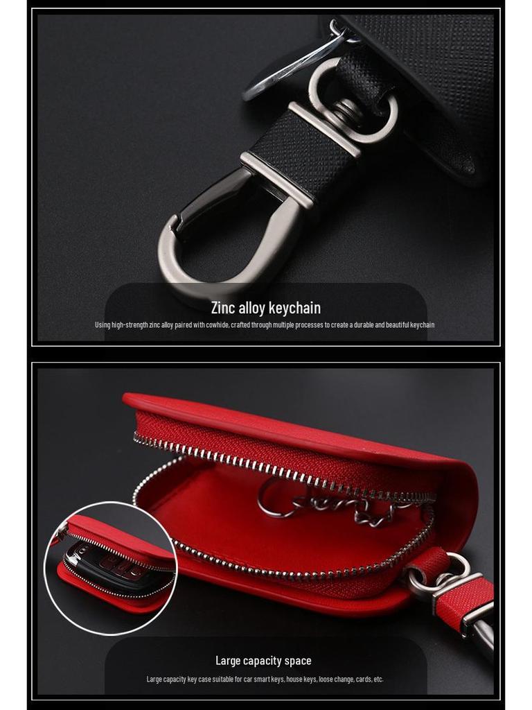 Universal Cross Pattern Car Key Bag with Zipper and Waist Hook