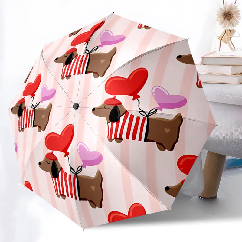 1pc Dogs Hearts Umbrella Portable Folding Umbrella Durable Iron Frame, Suitable for All Seasons Home Travel Outdoor Yy260319013