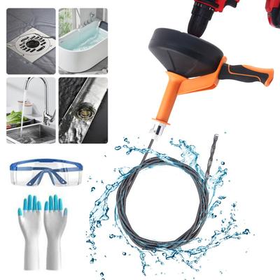 Kit Desentupidor de Tubos Operação com Furadeira Elétrica Drenos de Piso de Cozinha Banheiro Chuveiro