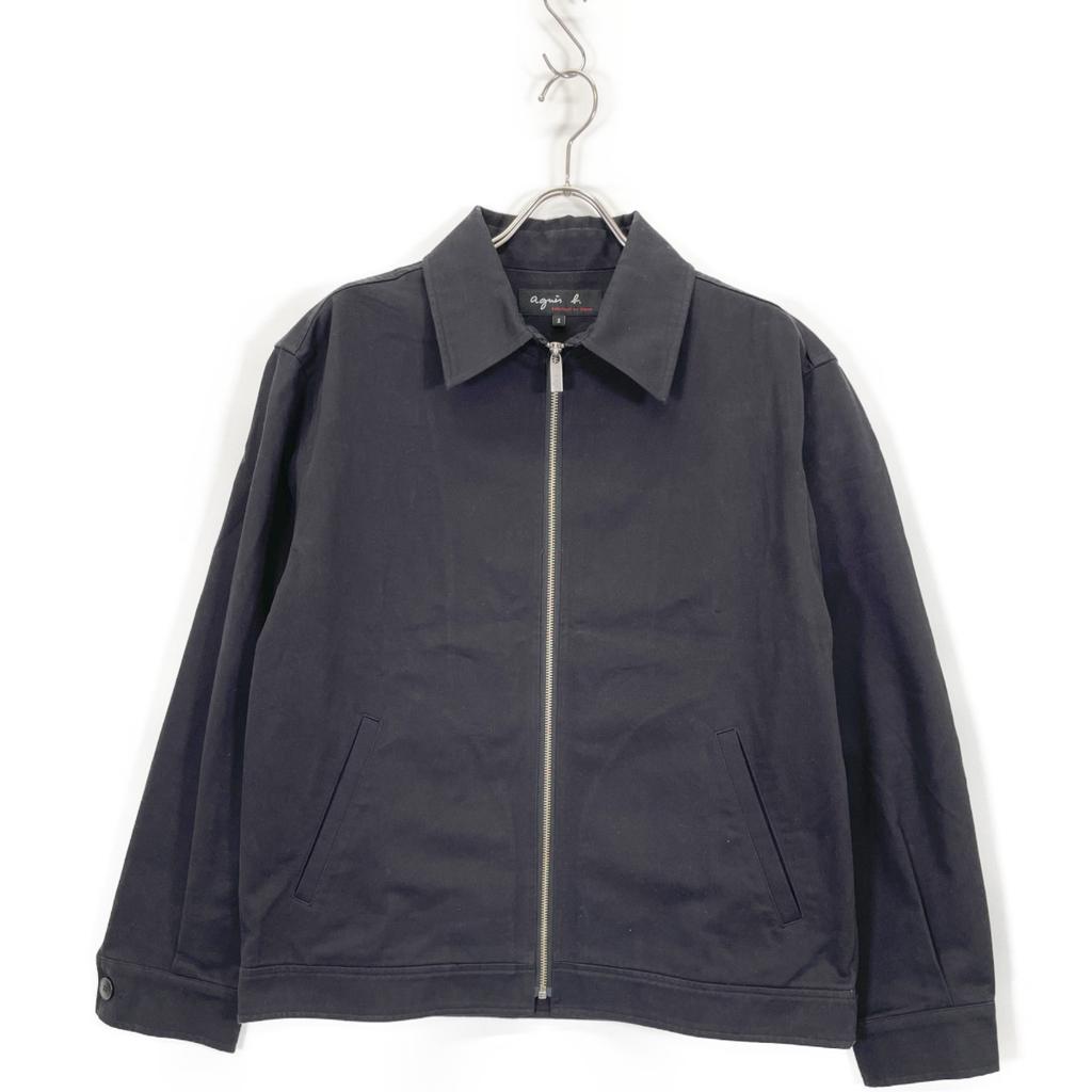 agnes b. XD53UU49 H24 Black Chet Zip-Up Blouson Jacket 3 blackUsed