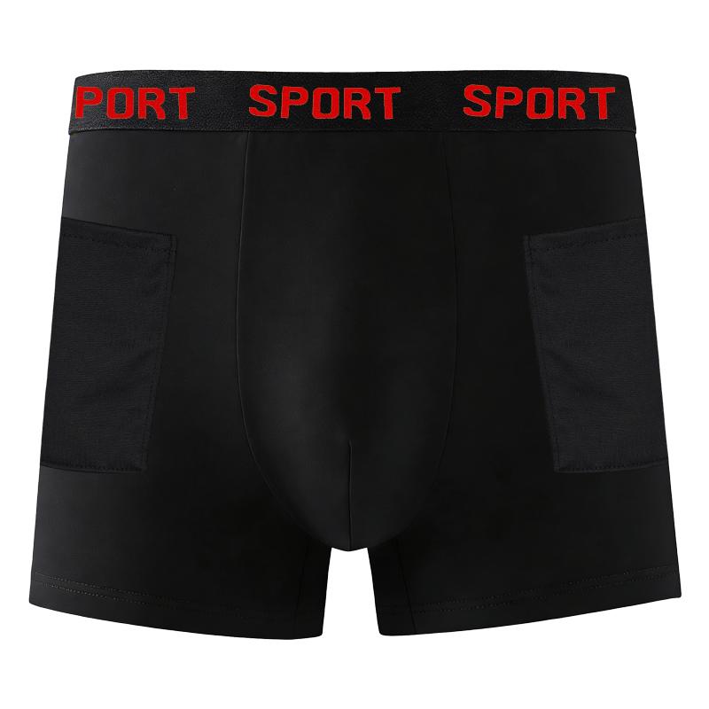 Men's Sport Long Boxer Briefs with Dual Pockets High Stretch Athletic Underwear for Workout