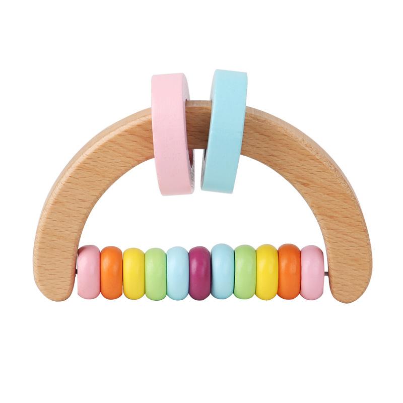 Holzrassel, Musikinstrument für Neugeborene, Greifrassel für Babys und Kleinkinder, frühe Bildung Greifspielzeug vierteiliges Set