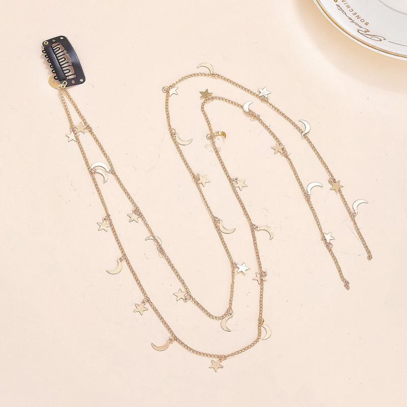 2Pcs Moon Star Braided Hair Chain Super Fairy Headdress Suitable For Women And Girls Daily Hair Accessories Gift
