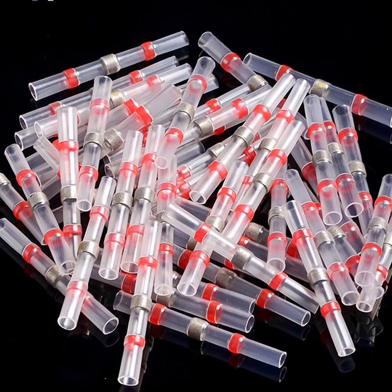 10/50PCS Konektory vodičů s pájecím těsněním Vodotěsné teplem smrštitelné konektory na tupo Elektrické koncovky vodičů Izolované tupé spoje