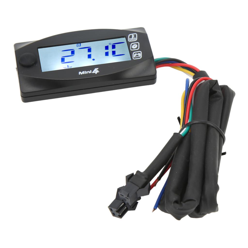 Motorcycle LCD Digital Gauge Voltage Meter Voltmeter Temperature Thermometer Time Display Sensor
