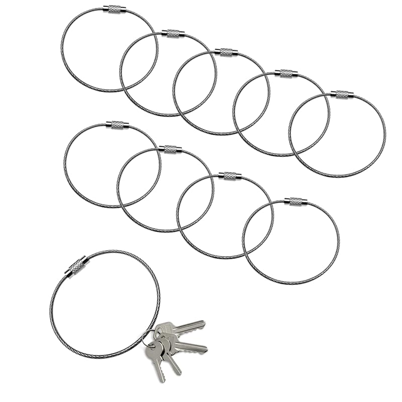 

[NYANDELMO] wire keychain 15cm screw type metal waterproof Rust prevention powerful wire ring key chain key arrangement Loss prevention 10 pieces set