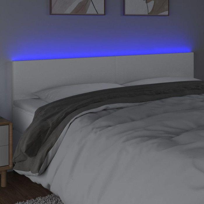 VidaXL Tête de Lit à LED Meuble de Chambre à Coucher Accessoire de Lit Double Tête de Cadre de Lit Intérieur Blanc 3121435