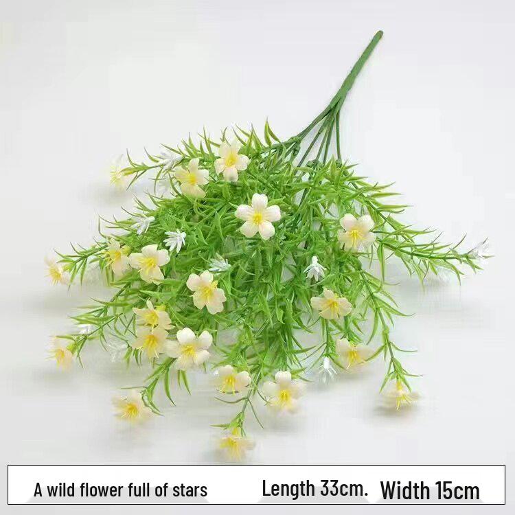 Natural Baby s Breath Faux Flowers Decorative Indoor Vase Arrangement