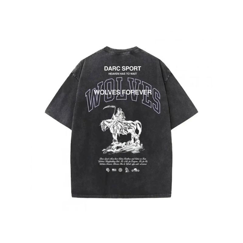 

European sizes Gothic Wolf & Horse Scythe Graphic Men s Cotton T-Shirt Casual Wear S чёрный