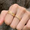 PANJBJ 925 Sterling Silver Golden Feather Ring For Women Zircon Irregular Frosting Fashion Jewelry Party Gift Dropshipping