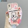 KEYSION Cartoon Cute Plush Embroidery Case for Redmi 10A 9A 9C with Lanyard Silicone Shockproof Phone Cover for Xiaomi Redmi 9C 10A 9A