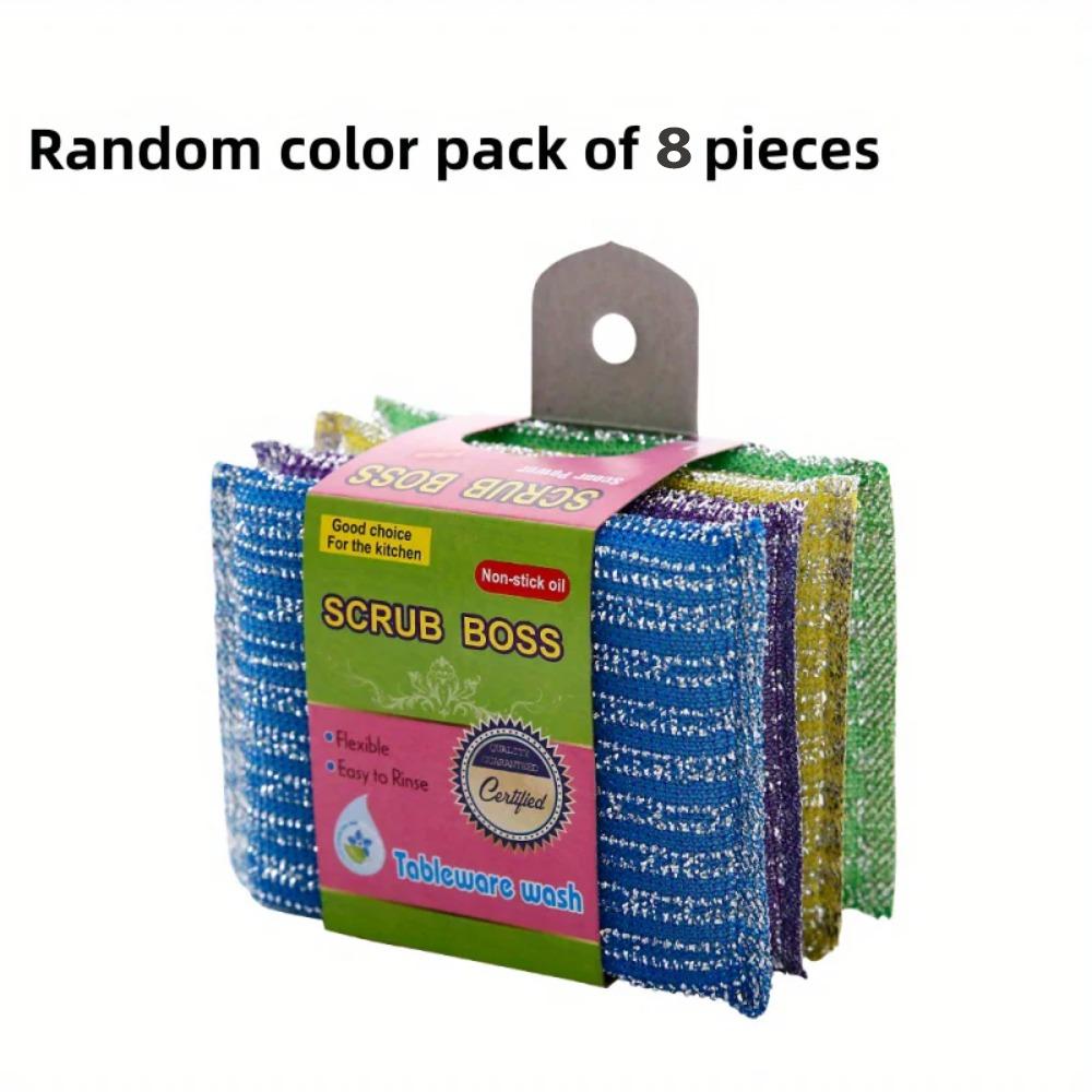 8/12pcs Scrubbing Cleaning Brush Kitchen Pot Magic Dishwashing Cloth Restaurant Decontamination Brush  Block Sink Sponge Wipe