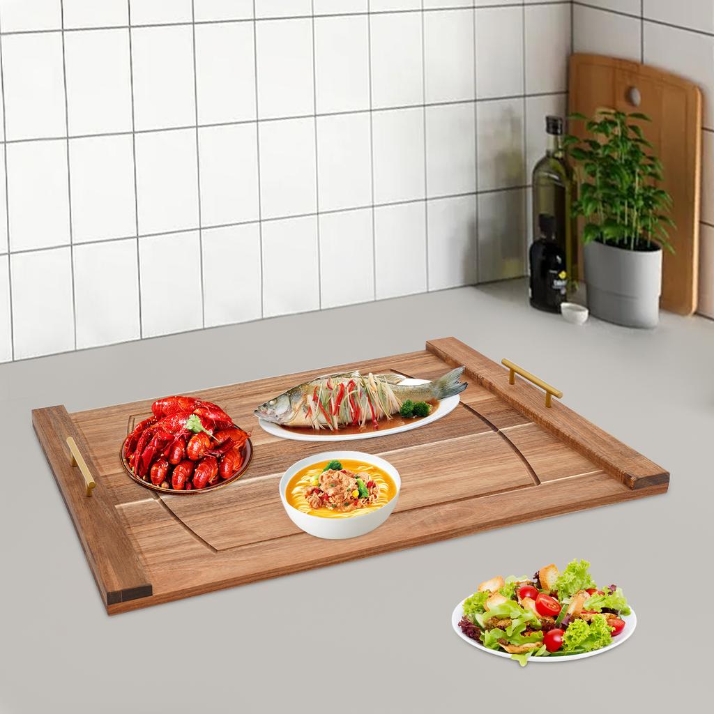 Stove Top Cover, Wooden Noodle Board with Built-in Handles, 30x22 Inch Rectangular Stovetop Plate, Kitchen Countertop Protector