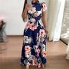 Women's Summer Dress To The Floor, with A Floral Print Short Sleeve O-Neck Casual Dresses