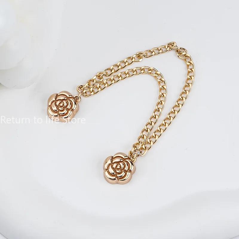 Multi-Function Magnetic Clothing Clip with Chain Metal Buttons Clip Clothes Scarf Trouser Legs Cuff Fixing Magnet Pin