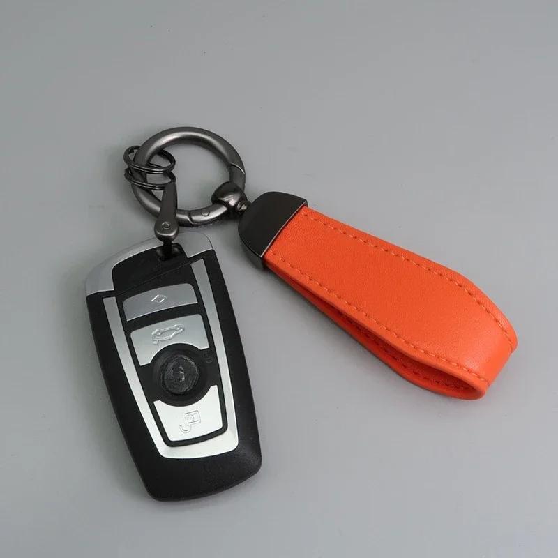 Custom LOGO Vintage PU Leather Keychain Laser Engrave Metal Car Keyring Personalize Texts Key Chains for Men and Women Gift