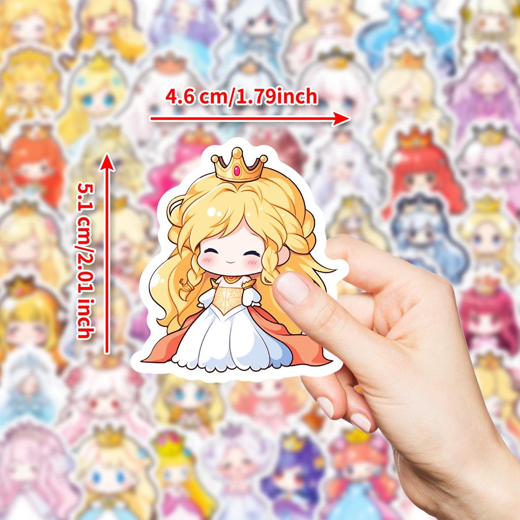 50 Cartoon Skirt Princess Children's Reward Crown Little Girl Doodle Stickers DIY