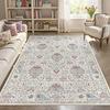 Crystal velvet carpetArea Rug Living Room Rugs: Washable Vintage Floral Oriental Farmhouse Large Thin Indoor Carpet for Bedr
