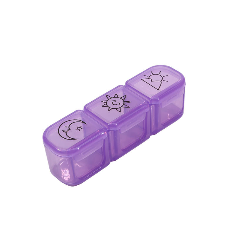 Mini Organizer Case 3 Grids Travel Medicine Box Simple Small Tablet Pill Storage Organizer Box Holder Container Dispenser Case