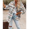 Autumn Winter European and American Women's Wear Autumn/Winter Long Sleeve Polo Collar Loose Plaid Thickened Woolen Coat