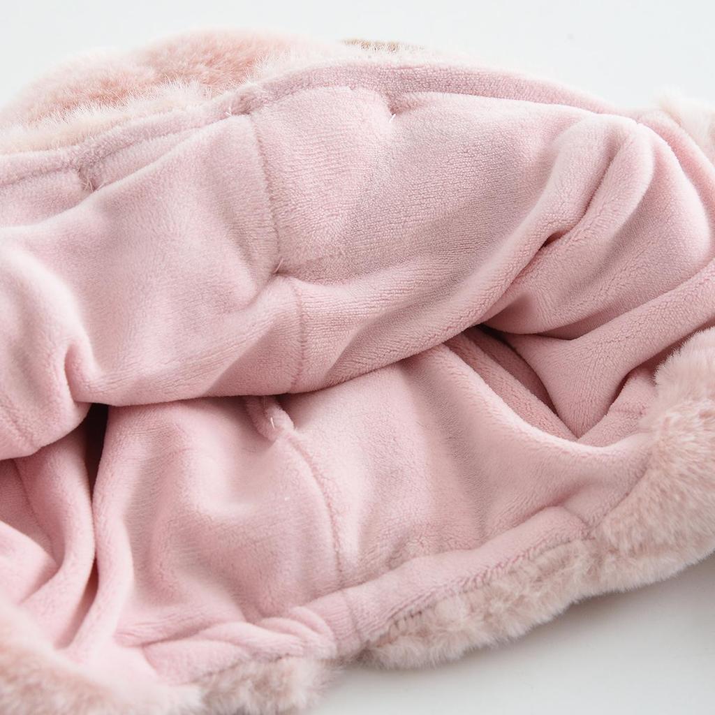 Kids' Warm Plush Hat with 3D Ears - Thick, Windproof, Ear-Protective Pullover for Autumn and Winter