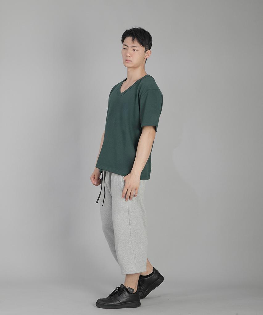 Seinteukeulu V-Neck Plain Short Sleeve T-Shirt Bvs-823 Dark Green