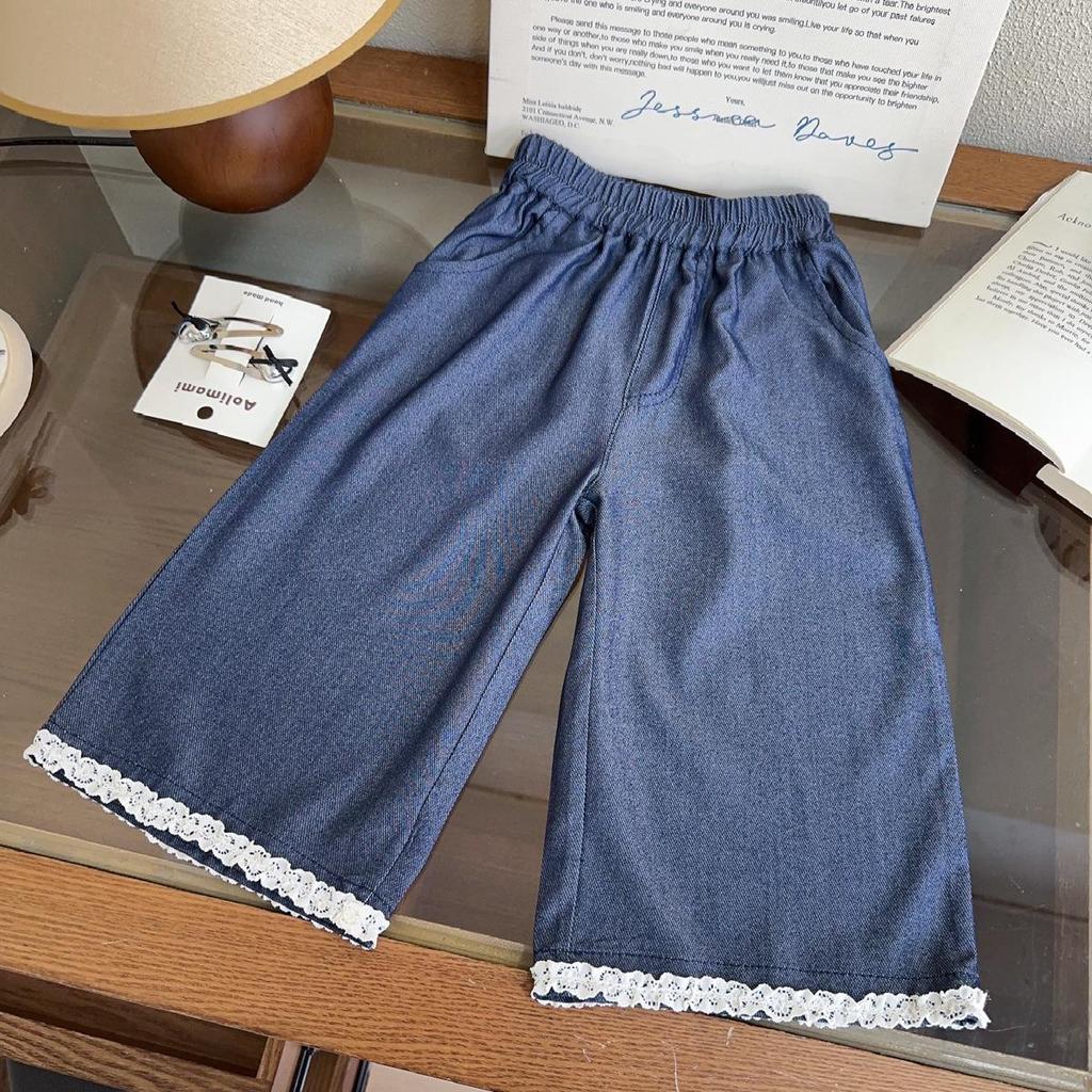 Girls' Korean Summer Fashion: Sleeveless Top & Wide-Leg Jeans Set