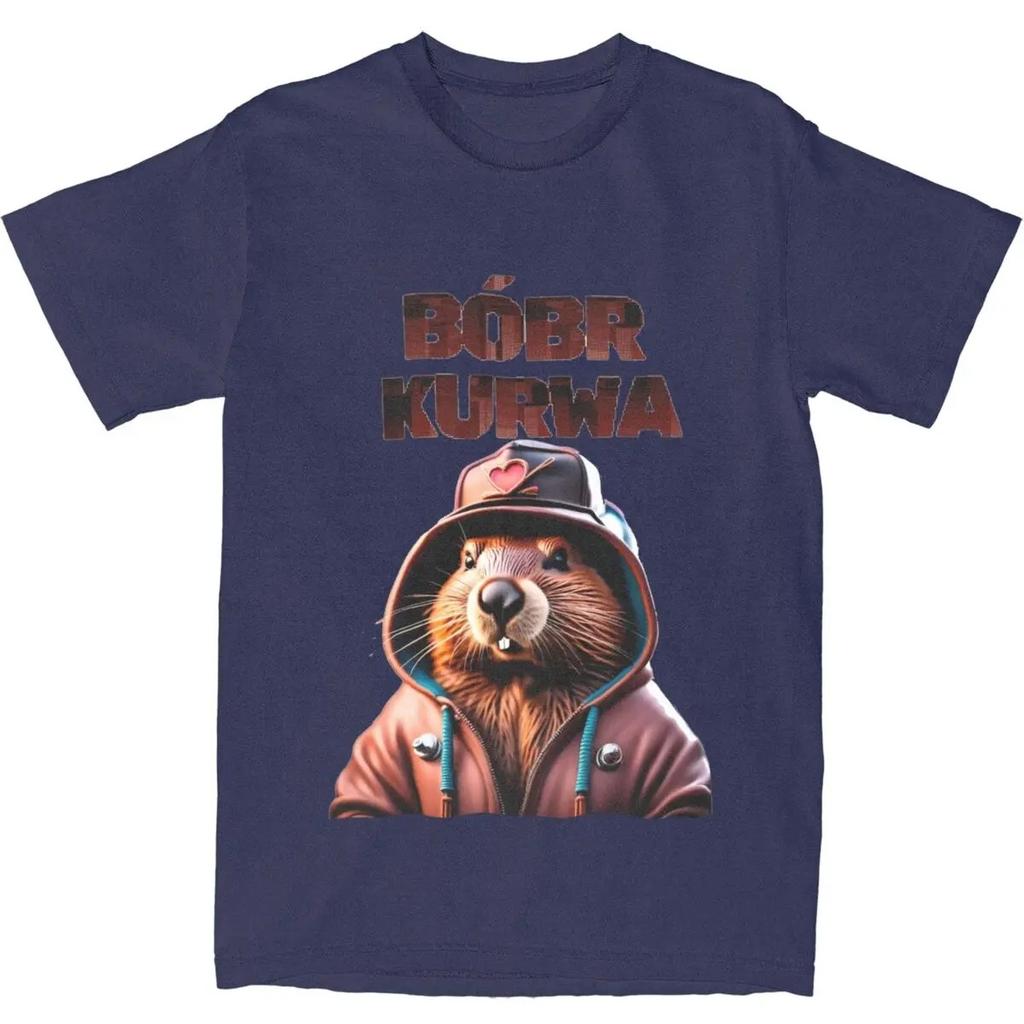 Men Women Bobr Kurwa Meme Beaver T-Shirt Merch Vintage 100% Cotton Cool Beavers Bober Animal T Shirts Tee Clothing Original