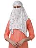 SIXSIGMA® Cotton Short Scarf Cum Mask Scarves Usable for Vehicle Driver | White Printed Design | Universal Size | For Girl & Women | Breathable Sun