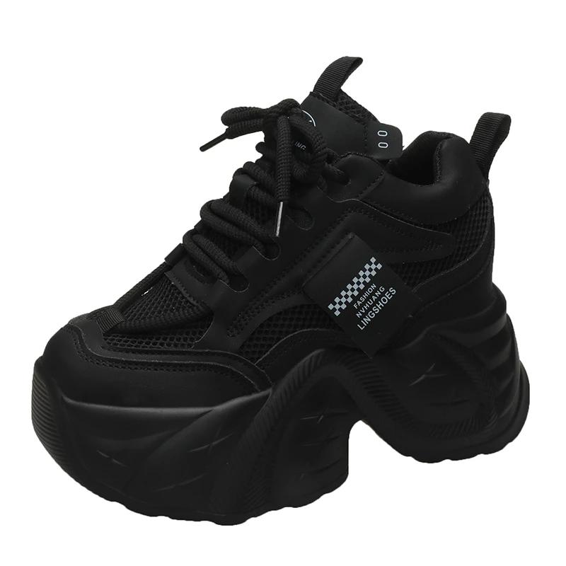 Fashion 11CM New Autumn Breathable Women Casual Shoes Fashion High Heels Women Wedges Heels Sneakers Thick Sole Trainers Platform Shoes