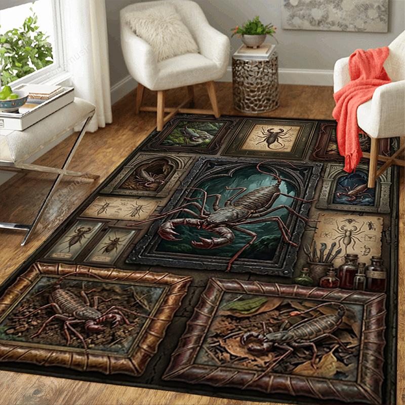 Scorpion Studies Gothic Frames Pattern Rug Floor Mat for Living Room or Bedroom Soft and Comfortable Carpet a Gift for Birthday and Holiday.