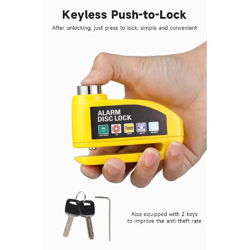 Electric Scooter Motorcycle Alarm Disc Lock Metal Waterproof Anti-theft Brakes Disc Lock Motorcycle Bicycles Scooter Bike Parts