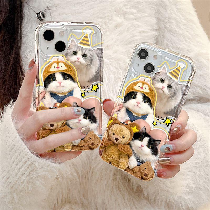 Cute Pet Cat Is Suitable for iPhone17ProMax Airbag Mobile Phone Case 16pro Apple 12/14 Couple Soft Case 15