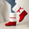 Women's snow boots increase height in autumn and winter Women's short boots Cute bow Christmas Spring Festival New Year boots Festive women's wedding