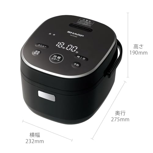 Sharp KS-CF05B-B Rice Cooker, 3-cup capacity, for single-person use, with microcomputer and bread-making function, black