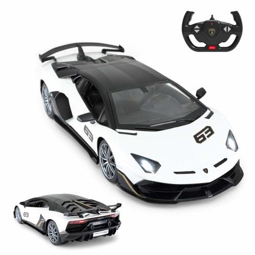 RASTAR 1/14 Scale Lamborghini Aventador SVJ Radio Control Car, RC Model Car with Illuminating Headlights and Taillights, White, 2.4GHz