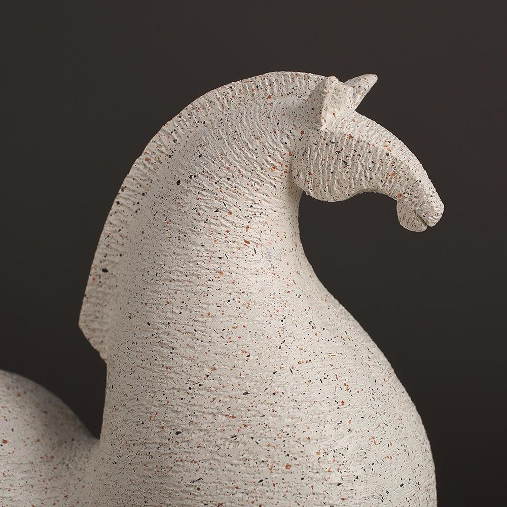 Solid Color Horse Sculpture with Detailed Texture, Handmade Artisan Resin Statue for Elegant Home Desk Decor