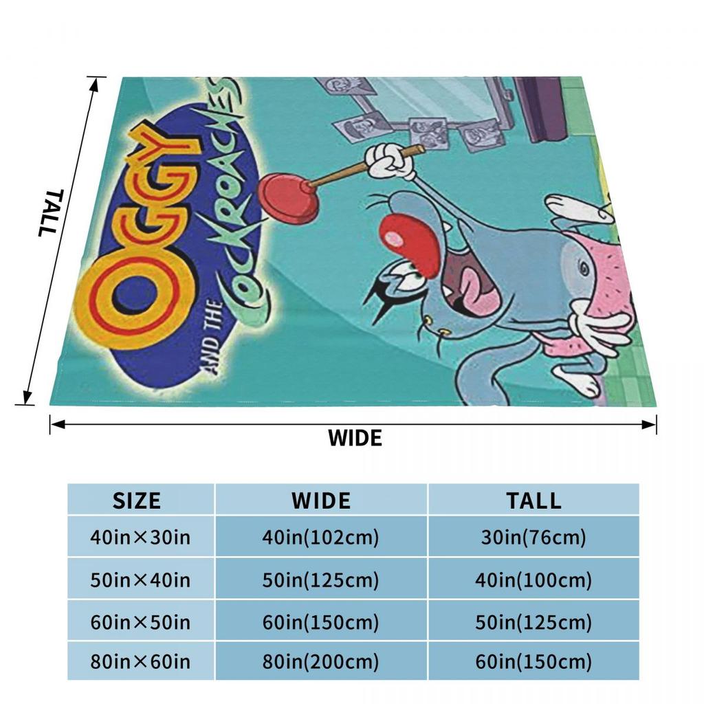 Animation Anime Film Oggy und die Kakerlaken Decke Weich Warm Flanell Überwurf Bettwäsche für Wohnzimmer Picknick Zuhause Sofa