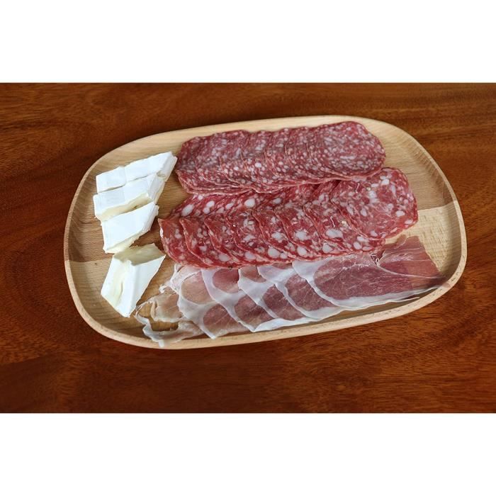 Efo Plateau de service ovale en bois - Assiette en bois de hêtre - Une excellente option comme plateau à fromage - taille 31x20x2 cm