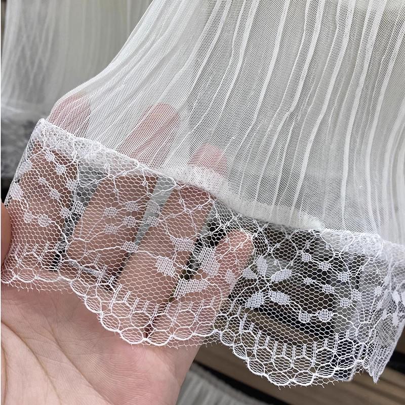 2025 Spring/Summer Women's Lace & Tulle Tiered Midi Skirt with Elastic Waist
