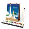 2026 Desk Calendar Water-Resistant Multipurpose Monthly Desk Calendar with Pre-Printed Canvas Paints DIY Art Supplies