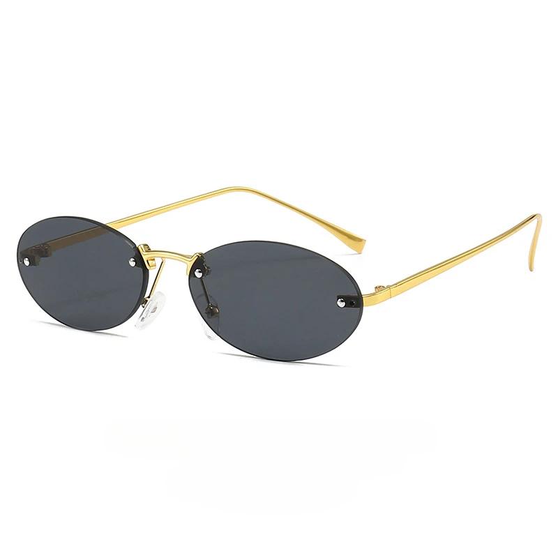 Cat Eye Sun Glasses Female Outdoor Shopping Shades Rimless Driving Eyewear Glasses Retro Oval Sun Glasses Shades UV400